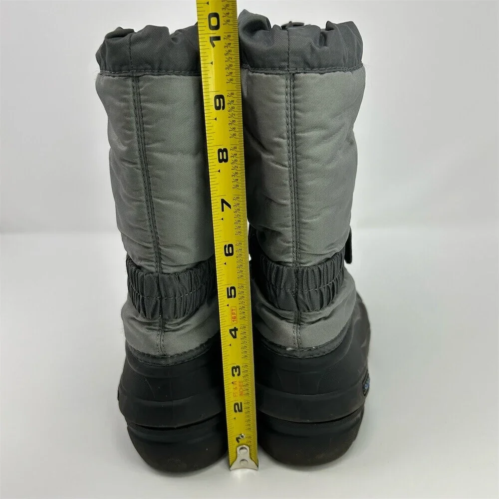 SOREL Flurry Snow Boots Boy Kids Gray Black Blue Waterproof Winter Size 3